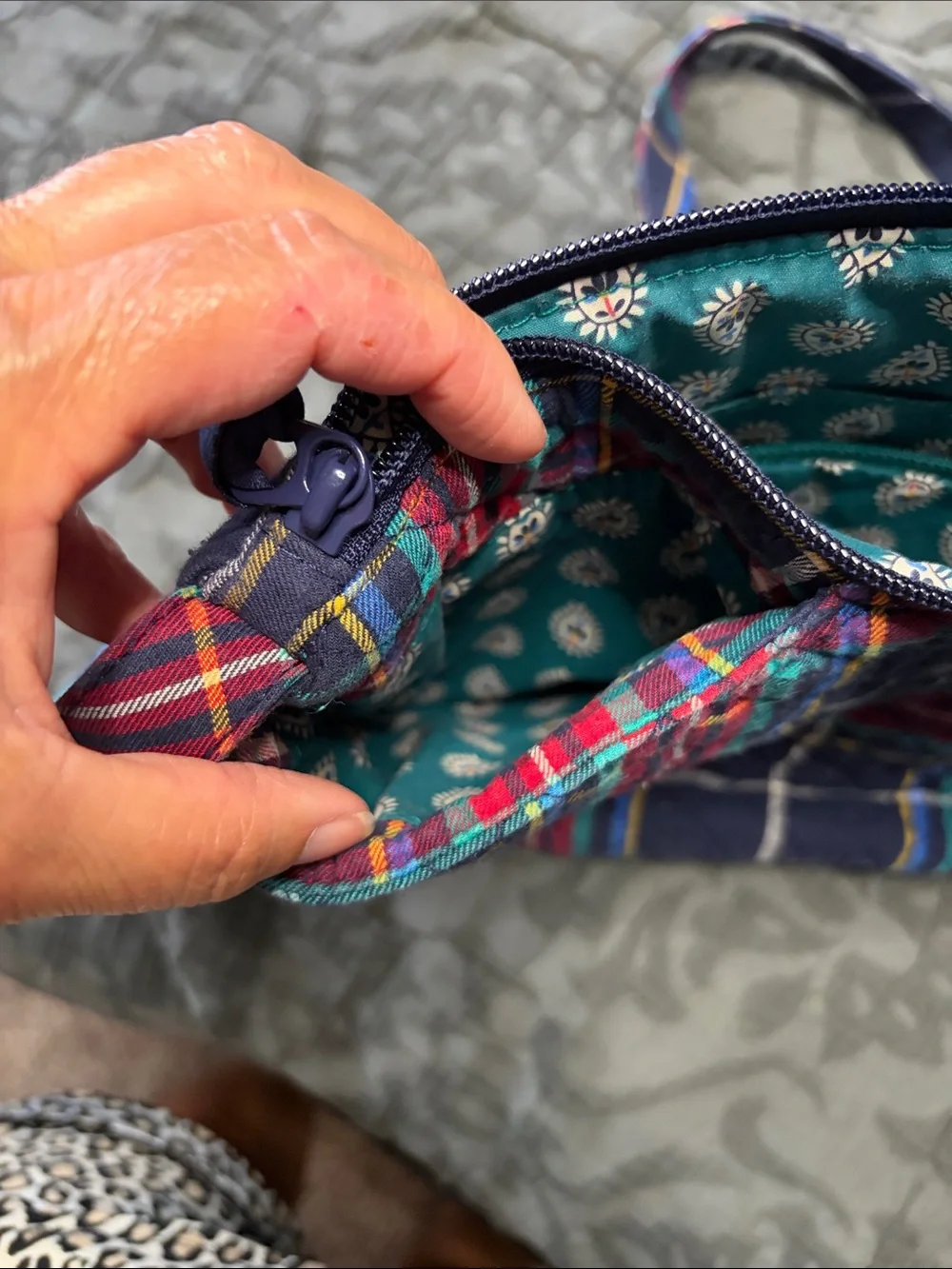 Vera Bradley Navy Multi Quilted Plaid Crossbody